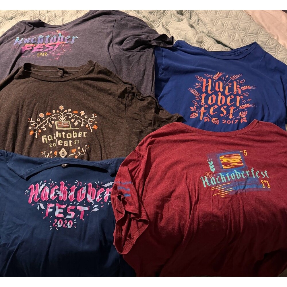 Hacktoberfest T-Shirt Lot 2017-2021 DigitalOcean District 4XL 5 Shirts